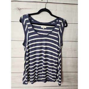 Madewell Womens Anthem Inset Tank Top Gray Stripe Sleeveless Scoop Neck Casual S